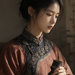 newly composed image inspired by it. Identify the primary subject, distinctive clothing or object details, setting, and 